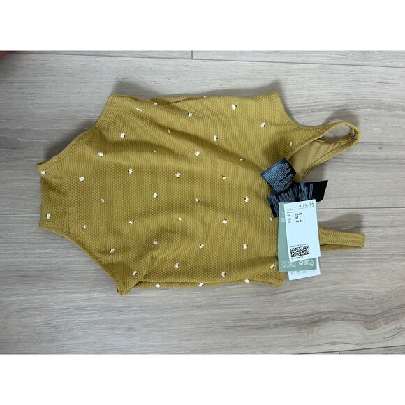 H&M Textured One Piece Swimsuit Size 18M-2T NWT Gold Daisy Print - Picture 2 of 3